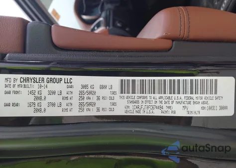 2015 Jeep Grand Cherokee Summit из США, поврежденный, VIN 1C4RJFJT0FC674494